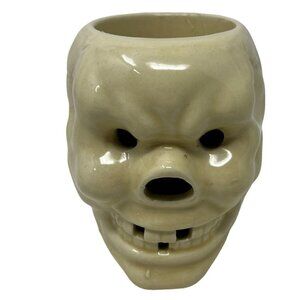 Imperial Imports Japan Skeleton Skull Mug Glazed Missing Teeth Vintage Flaws